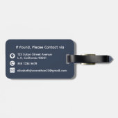 Elegant Navy Blue & Cream Bloemen Waterverf Reizen Bagagelabel (Achterkant horizontaal)