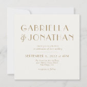 Elegant Navy Blue Cream Gold Wedding Uitnodiging (Voorkant)