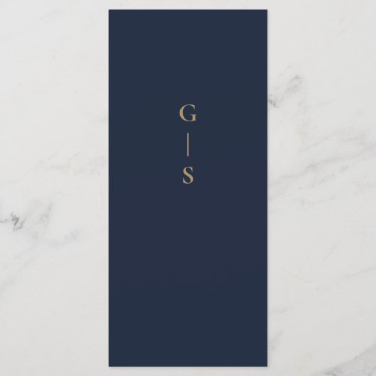 Elegant Navy Blue Cream Wedding Menu (Achterkant)