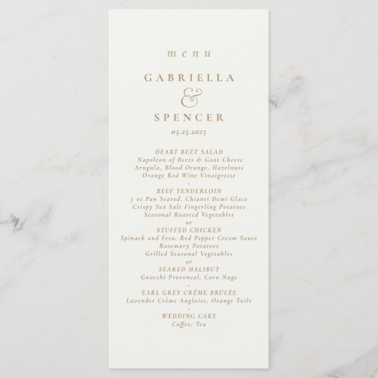 Elegant Navy Blue Cream Wedding Menu (Voorkant)