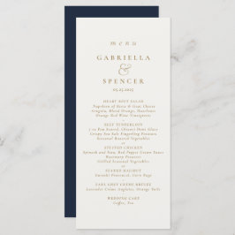Elegant Navy Blue Cream Wedding Menu