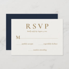 Elegant Navy Blue Cream Wedding RSVP-kaart RSVP Kaartje