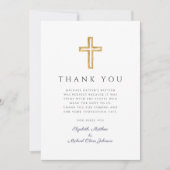 Elegant Navy Blue Cross Boy Baptism Bedankkaart (Voorkant)