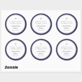 Elegant Navy Blue Cross Boy First Communion  Ronde Sticker (Vel)