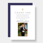 Elegant Navy Blue Cross Boy First Community Bedankkaart