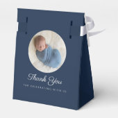 Elegant Navy Blue Cross Photo Boy Baptisme Bedankdoosjes (Achterkant)