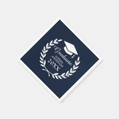 Elegant Navy Blue Custom Name Afstuderen Embleem Servet (Hoek)