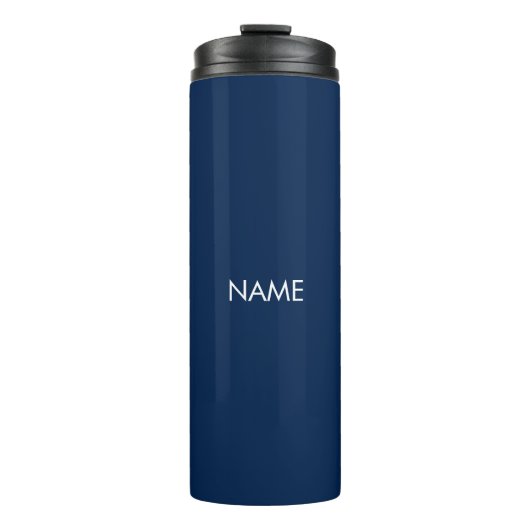 Elegant navy blue custom name text monogram thermosbeker (Voorkant)
