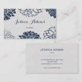 Elegant Navy Blue Dahlia Floral Visitekaartje (Voorkant / Achterkant)