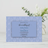 Elegant Navy Blue Damask Script bruiloft Kaart (Staand voorkant)
