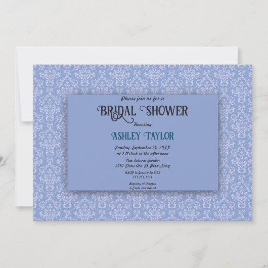Elegant Navy Blue Damask Script Vrijgezellenfeest Kaart (Voorkant)