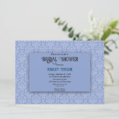 Elegant Navy Blue Damask Script Vrijgezellenfeest Kaart (Staand voorkant)