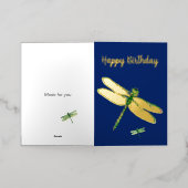 Elegant Navy Blue Dragonfly Folie Kaart (Buiten Laag)