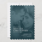 Elegant Navy Blue Duotone foto bruiloft Kaart (Voorkant)