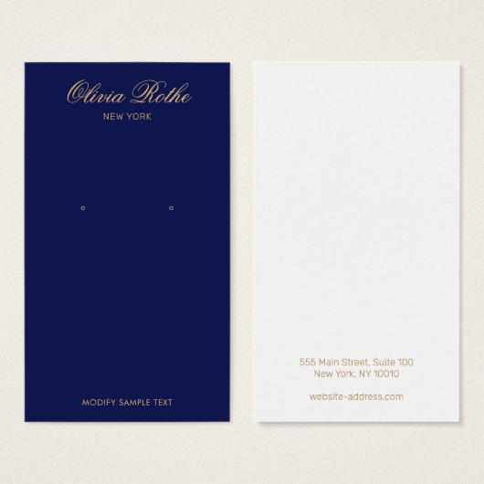 Elegant Navy Blue Earring Display Visitekaartje (Voorkant /achterkant)