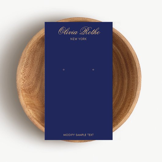 Elegant Navy Blue Earring Display Visitekaartje