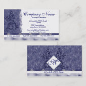 Elegant Navy Blue Embroidery Visitekaartjes (Voorkant / Achterkant)