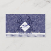 Elegant Navy Blue Embroidery Visitekaartjes (Achterkant)