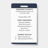 Elegant Navy Blue Employee ID Custom Logo OCR Badge (Achterkant)