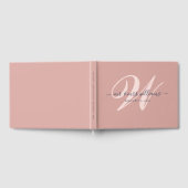 Elegant Navy Blue en Blush Monogram Wedding Gastenboek (Volledig)