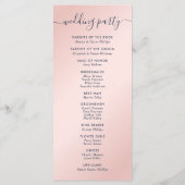 Elegant Navy Blue en Blush Wedding Programmakaart (Achterkant)