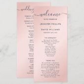 Elegant Navy Blue en Blush Wedding Programmakaart (Voorkant / Achterkant)