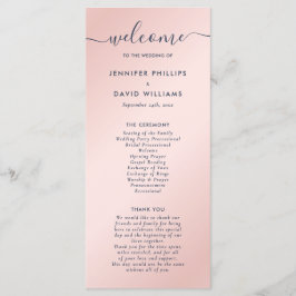 Elegant Navy Blue en Blush Wedding Programmakaart