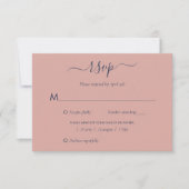 Elegant Navy Blue en Blush Wedding RSVP-kaarten RSVP Kaartje (Voorkant)