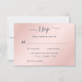 Elegant Navy Blue en Blush Wedding RSVP Kaartje (Voorkant)