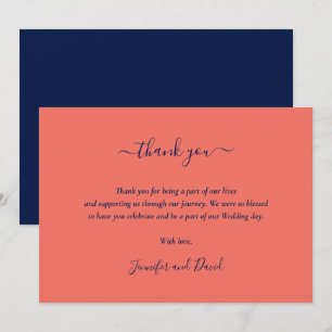 Elegant Navy Blue en Coral Hartelijk dank Bedankkaart