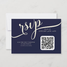 Elegant Navy Blue en Cream Tulip Bruiloft RSVP Kaartje