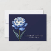 Elegant Navy Blue en Cream Tulip Bruiloft RSVP Kaartje (Achterkant)