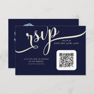 Elegant Navy Blue en Cream Tulip Bruiloft RSVP Kaartje