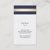 Elegant Navy Blue en Faux Gold Foil Stripe Visitekaartje (Achterkant)