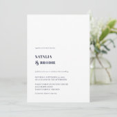 Elegant NAVY BLUE en Floral Wedding Invitation Kaart (Staand voorkant)