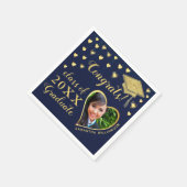 Elegant Navy Blue en Gold 2025 Afstuderen Servet (Hoek)