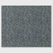 Elegant Navy Blue en Gold Branches Cadeaupapier (Vlak)