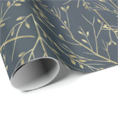 Elegant Navy Blue en Gold Branches Cadeaupapier (Rol Hoek)