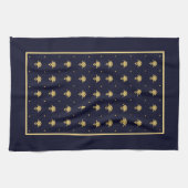 Elegant Navy Blue en Gold Damask Theedoek (Horizontaal)