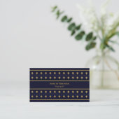 Elegant Navy Blue en Gold Damask Visitekaartje (Staand voorkant)