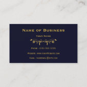 Elegant Navy Blue en Gold Damask Visitekaartje (Achterkant)