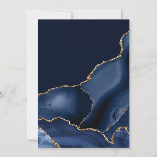 Elegant Navy Blue en Gold Glitter Agate Sweet 16 Kaart (Achterkant)