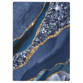 Elegant Navy Blue en Gold Glitter Ocean Agate Klembord (Achterkant)