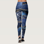 Elegant Navy Blue en Gold Glitter Ocean Agate Leggings (Achterkant)