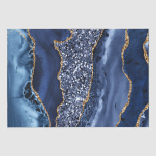 Elegant Navy Blue en Gold Glitter Ocean Agate Tissuepapier
