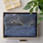 Elegant Navy Blue en Gold Glitter Ocean Agate Tissuepapier (Geschenk)