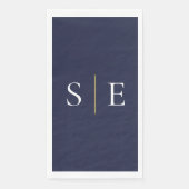 Elegant Navy Blue en Gold Monogram minimalist Servet (Voorkant)