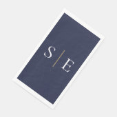 Elegant Navy Blue en Gold Monogram minimalist Servet (Hoek)