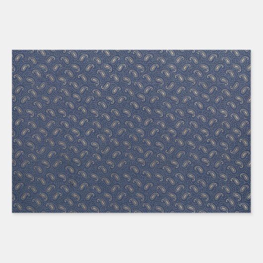 Elegant Navy Blue en Gold Pattern Inpakpapier Vel (Voorkant 3)