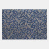 Elegant Navy Blue en Gold Pattern Inpakpapier Vel (Voorkant)